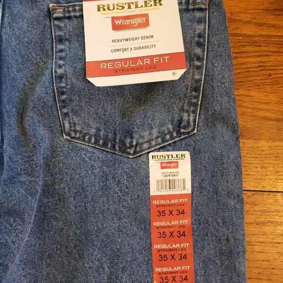 Rustler by Wrangler Heavyweight Jeans Mens 35x34 Medium Wash Straight Leg NEW B3 - Picture 5 of 5